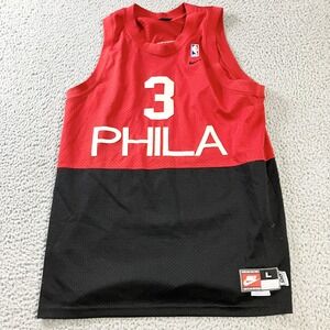 Philadelphia 76ers Jersey Mens Large Red Black NBA Basketball Allen Iverson Nike